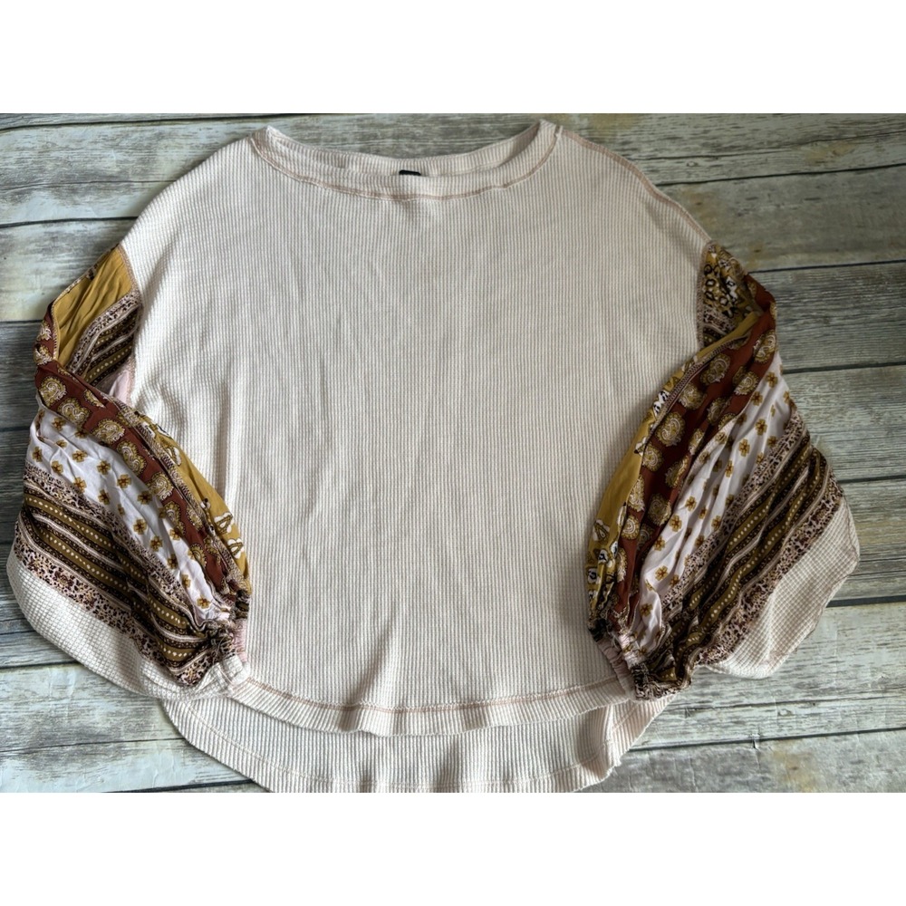 We The Free Blossom Thermal Floral Balloon Sleeve Top Size S - Picture 2 of 7